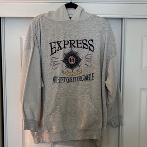 Express Gray Hoodie with Purple and Gold Details